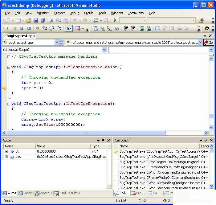 Minidump file in Visual Studio